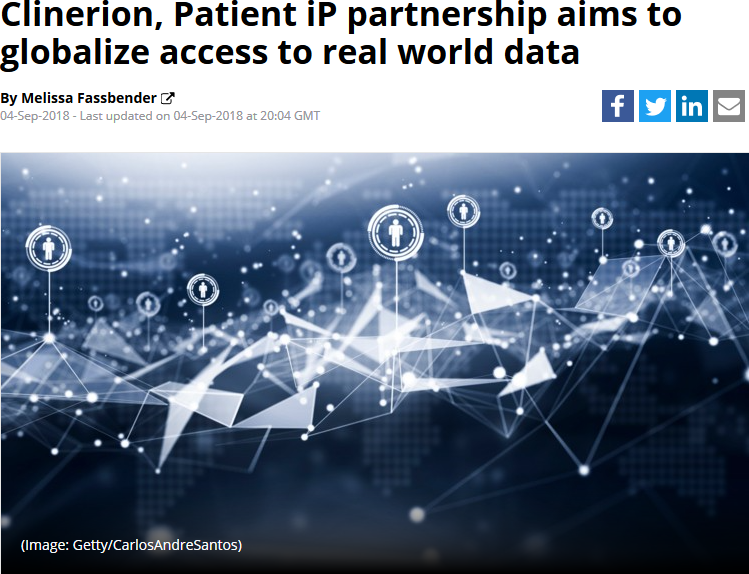 Press article: Clinerion, Patient iP partnership aims to globalize access to real world data (Outsourcing Pharma)